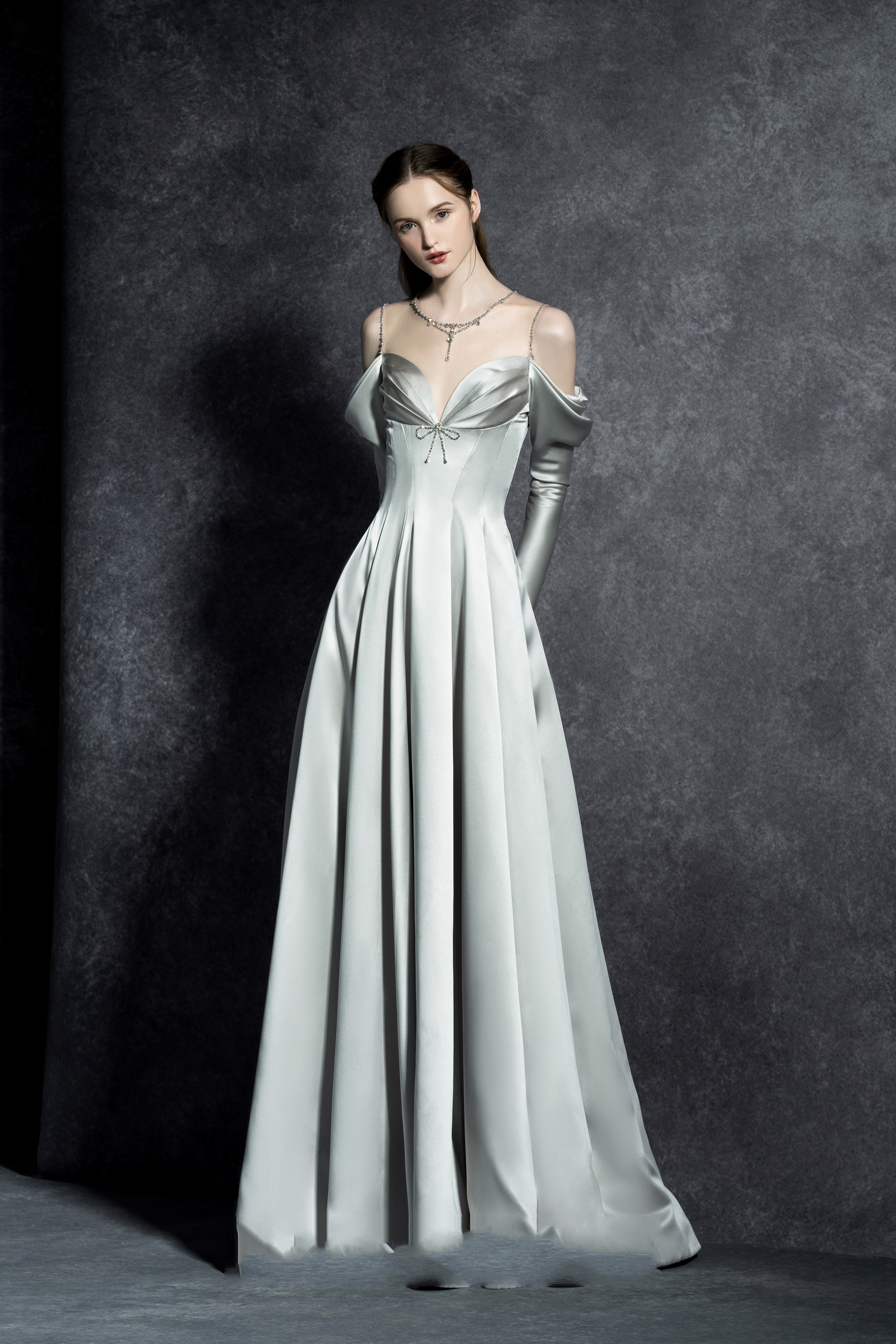 silver evening dress